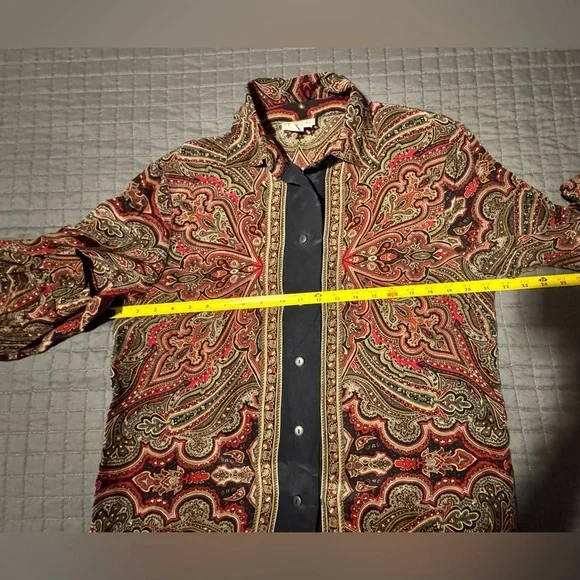 Talbots Red and Black Silk Paisley Blouse - Picture 9 of 10